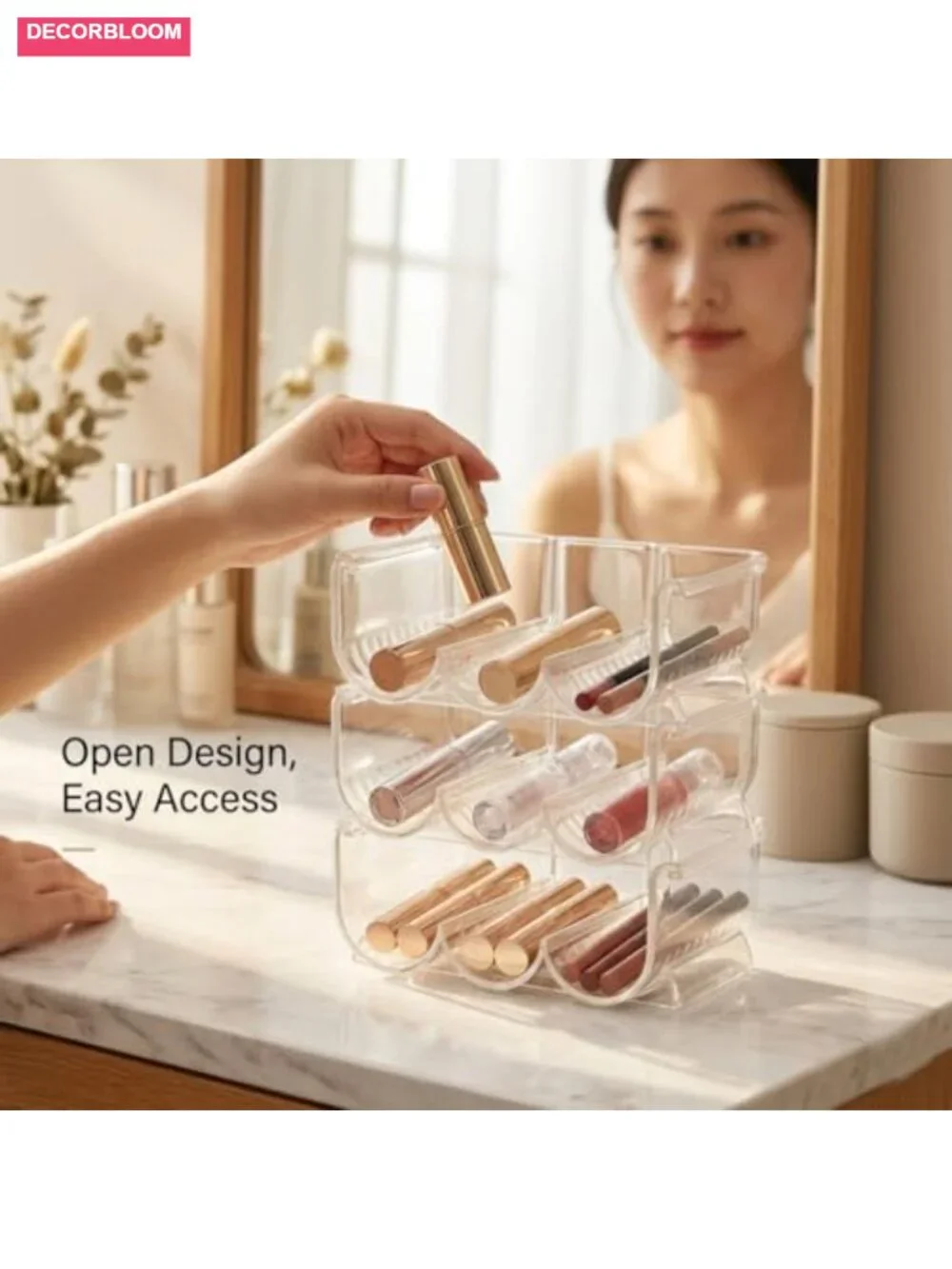 3-Tier Stackable Acrylic Lipstick Organizer Cosmetic Display Case Vanity